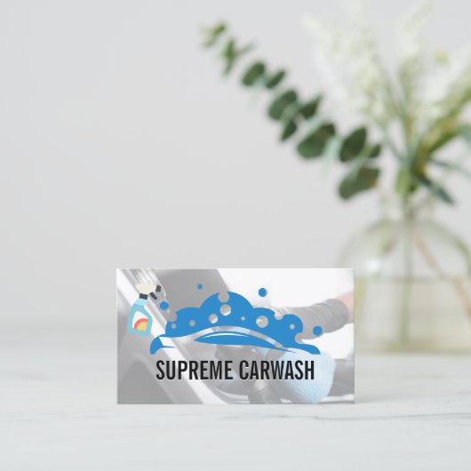 Car Bubbles Logo | Arbeider Schoonmaken Visitekaartje (Staand voorkant)