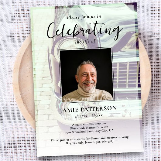 Car Collector Celebration of Life Photo, Funeral Kaart