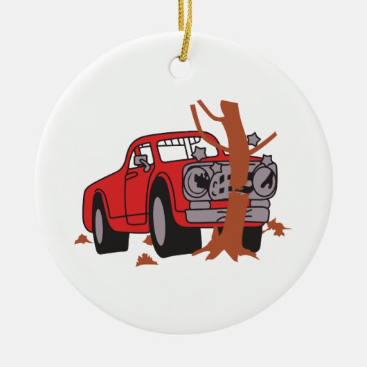 CAR CRASH SCENE KERAMISCH ORNAMENT (Voorkant)