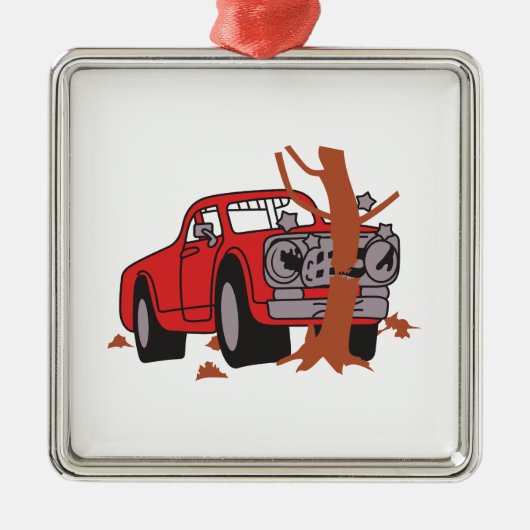 CAR CRASH SCENE METALEN ORNAMENT (Voorkant)