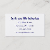 Car Dealer Visitekaartje (Achterkant)
