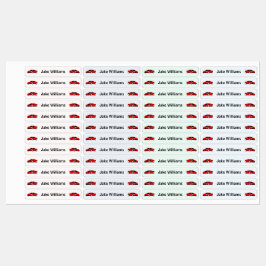 Car Design Kids' Name Clothing School Labels