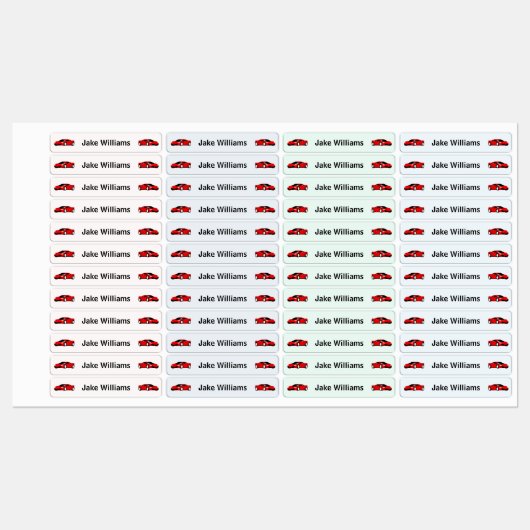 Car Design Kids' Name Clothing School Labels (Vel)