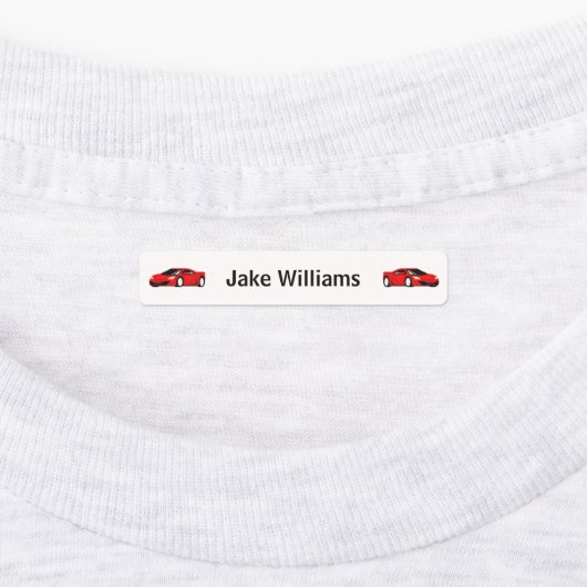 Car Design Kids' Name Clothing School Labels (Aangebracht)