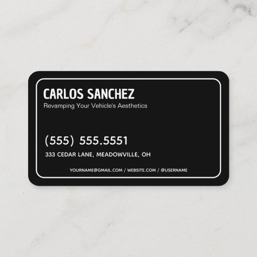 Car Details Visitekaartje (Achterkant)