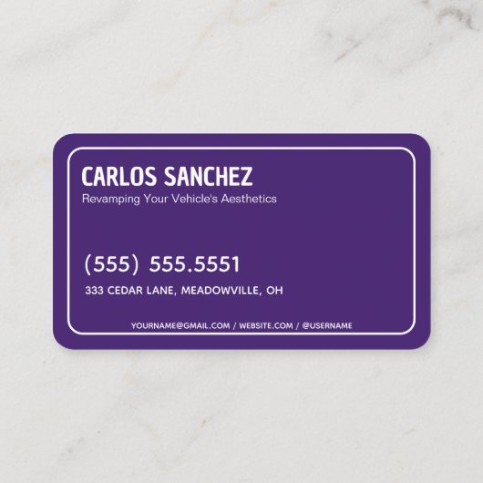 Car Details Visitekaartje (Achterkant)