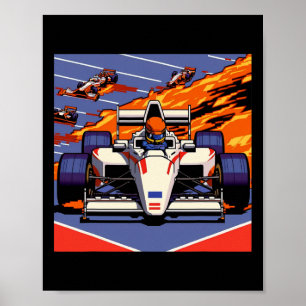 Car For Mechanic Sports Fan Retro 90s Video Game Poster