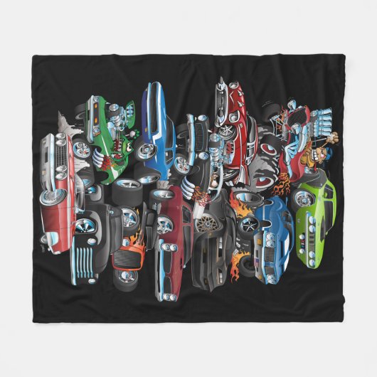 Car Madness! Cartoon van de spier Fleece Deken (Voorkant (Horizontaal))