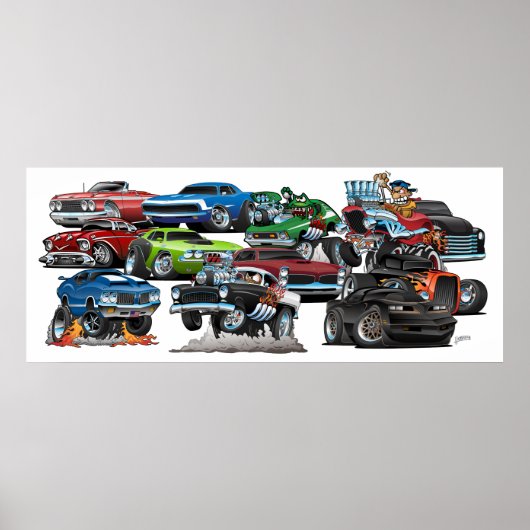 Car Madness! Cartoon van de spier Poster (Voorkant)