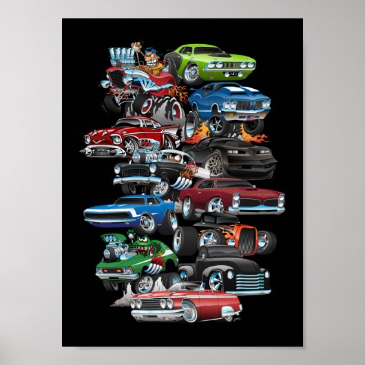 Car Madness! Cartoon van de spier Poster (Voorkant)