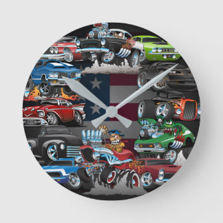 Car Madness! Cartoon van de spier Ronde Klok