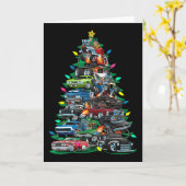 Car Madness Christmas Tree! Muscle Cars And Hotrod Kaart (Gele Bloem)