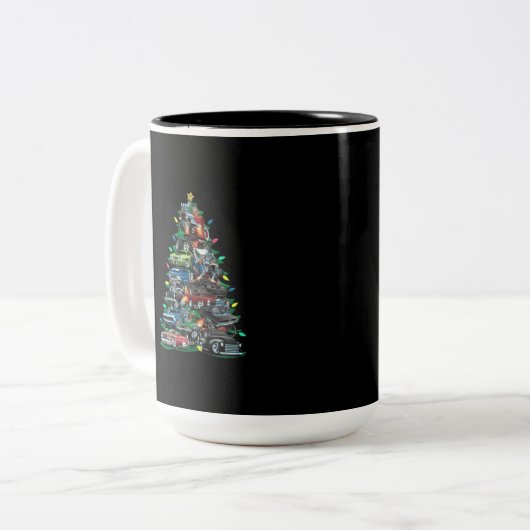 Car Madness Christmas Tree Two-Tone Coffee Mok (Voorkant links)