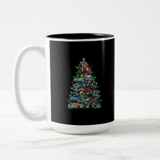 Car Madness Christmas Tree Two-Tone Coffee Mok