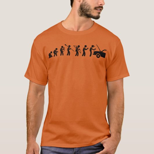 Car Mechanic Evolution vrienden T-shirt (Voorkant)