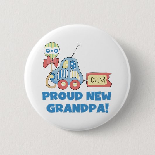 Car Proud New Grandpa Het is een jongen Ronde Button 5,7 Cm (Voorkant)