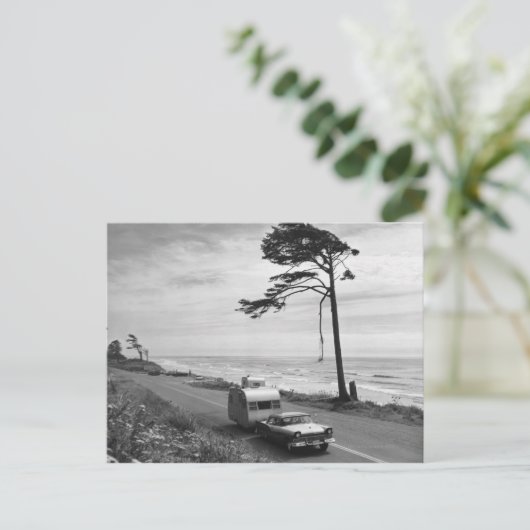 Car Pulling Trailer Briefkaart (Staand voorkant)