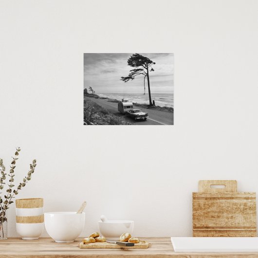 Car Pulling Trailer Poster (Keuken)