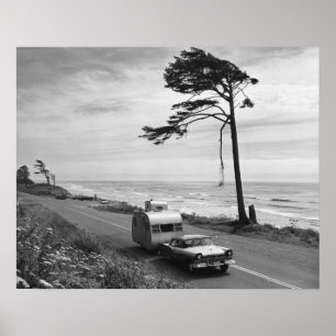 Car Pulling Trailer Poster