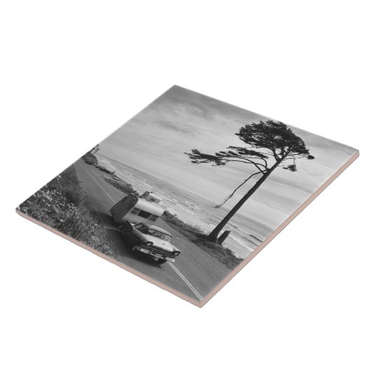 Car Pulling Trailer Tegeltje (Zijkant)