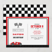 Car Race Birthday Uitnodiging (Voorkant / Achterkant)