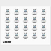 Car race Blue Baby shower Ronde Sticker (Vel)