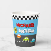 Car Race Boy Birthday Party Papieren Bekers (Voorkant)