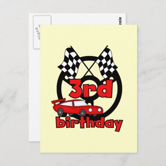 Car Racing 3rd Birthday Tshirts en cadeautjes Briefkaart (Voorkant / Achterkant)