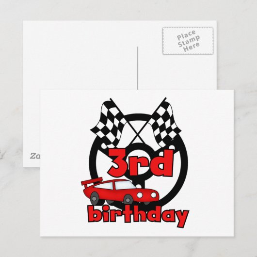 Car Racing 3rd Birthday Tshirts en cadeautjes Briefkaart (Voorkant / Achterkant)