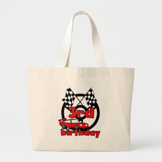 Car Racing 3rd Birthday Tshirts en cadeautjes Grote Tote Bag (Voorkant)