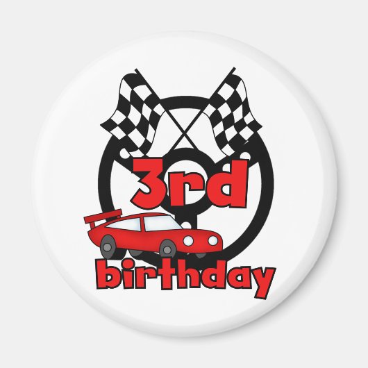Car Racing 3rd Birthday Tshirts en cadeautjes Magneet (Voorkant)
