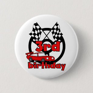Car Racing 3rd Birthday Tshirts en cadeautjes Ronde Button 5,7 Cm