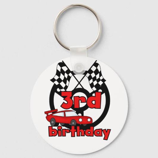 Car Racing 3rd Birthday Tshirts en cadeautjes Sleutelhanger (Voorkant)