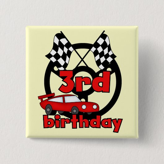 Car Racing 3rd Birthday Tshirts en cadeautjes Vierkante Button 5,1 Cm (Voorkant)