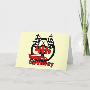 Car Racing 4th Birthday Tshirts en cadeautjes Kaart