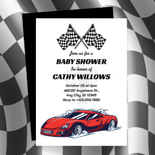 Car Racing baby shower Uitnodiging