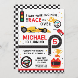 Car Racing  Birthday kid Invitation Kaart