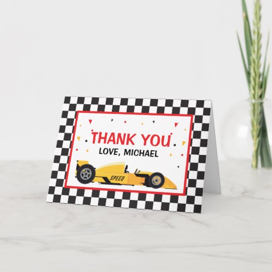 Car Racing  Birthday Thank you card Bedankkaart (Voorkant)