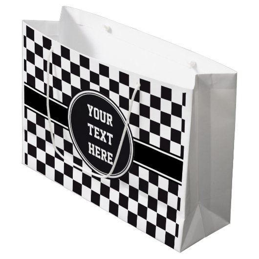 Car Racing / Chess Pattern + uw ruggengraat. en id Groot Cadeauzakje (Voorkant Gekanteld)