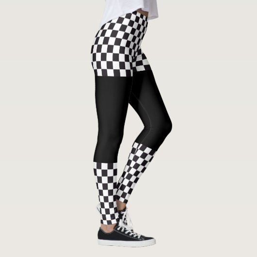 Car Racing / Chess Pattern + uw ruggengraat. en id Leggings (Rechts)