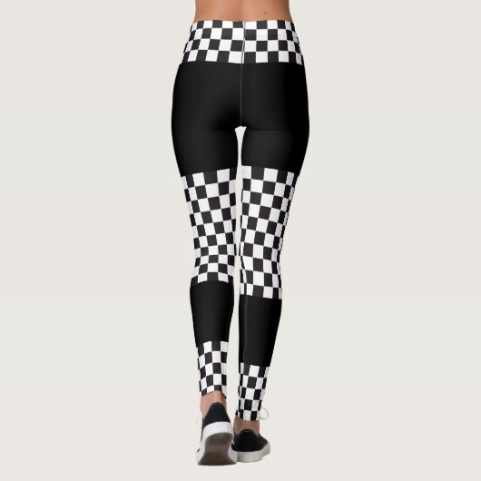 Car Racing / Chess Pattern + uw ruggengraat. en id Leggings (Achterkant)