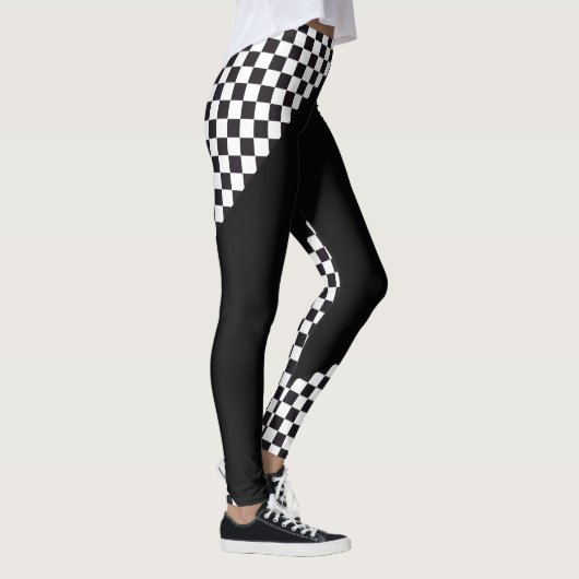 Car Racing / Chess Pattern + uw ruggengraat. en id Leggings (Rechts)