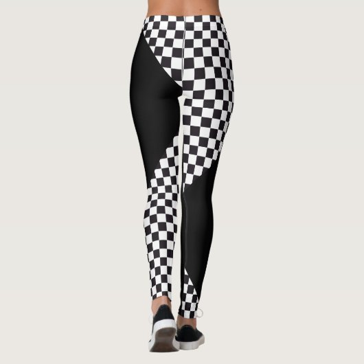 Car Racing / Chess Pattern + uw ruggengraat. en id Leggings (Achterkant)