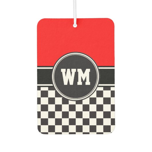 Car Racing / Chess Pattern + uw ruggengraat. en id Luchtverfrisser (Voorkant)