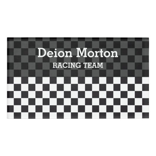 Car Racing / Chess Pattern + uw ruggengraat. en id Naambadge (Voorkant)