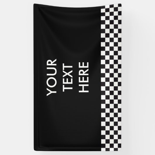 Car Racing / Chess Pattern + uw ruggengraat. en id Spandoek (Verticaal)