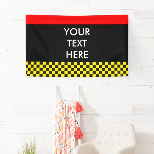 Car Racing / Chess Pattern + uw ruggengraat. en id Spandoek (Insitu)