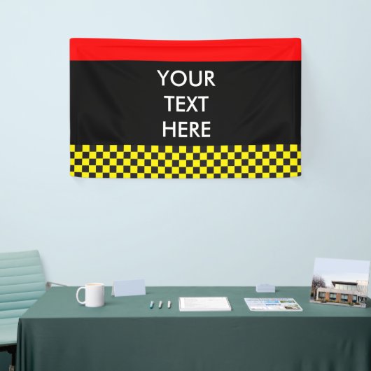 Car Racing / Chess Pattern + uw ruggengraat. en id Spandoek (Beurs)