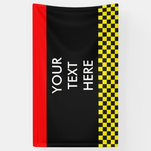 Car Racing / Chess Pattern + uw ruggengraat. en id Spandoek (Verticaal)