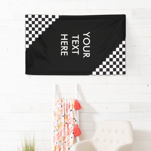 Car Racing / Chess Pattern + uw ruggengraat. en id Spandoek (Insitu)